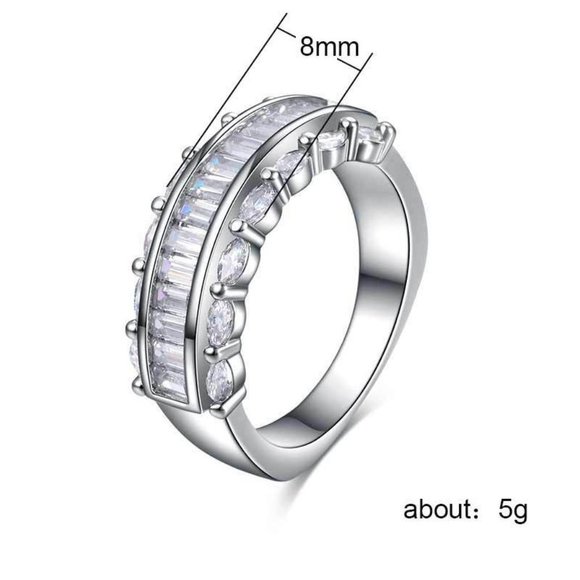 ✨ Three Layer Gems Eternity Zircon Silver Fashion Ring for Women, EVGG1420 - Picture 6 of 7